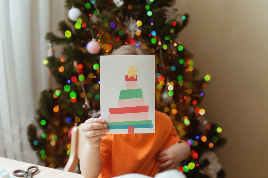 Christmas card making child